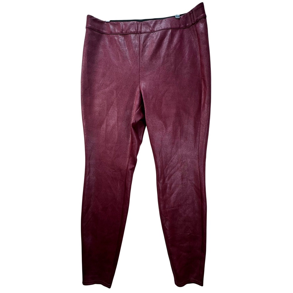 Lane Bryant Ponte Pull-On Legging Womens 18/20 Burgundy Faux Leather High-Rise